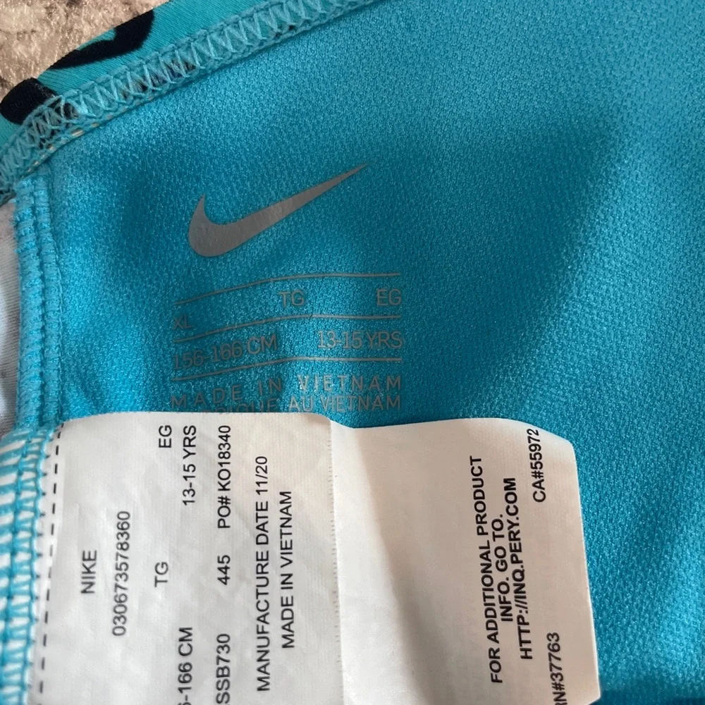 Nike girls swim top size XL cheetah print blue & black